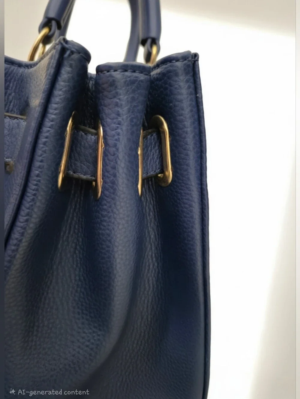 Dasein Designer Royal Blue Vegan Leather Handbag Laptop Case Goldtone Accents